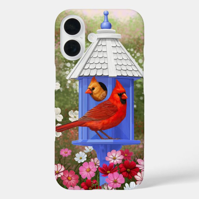 Kardinäle und Blue Birdhouse Case-Mate iPhone Hülle (Rückseite)