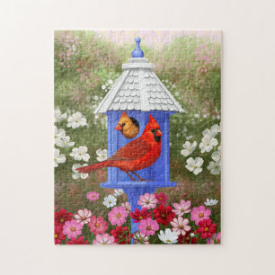 Kardinäle und Blue Birdhouse Puzzle