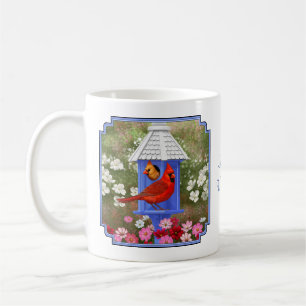 Kardinäle und Blue Birdhouse Tasse