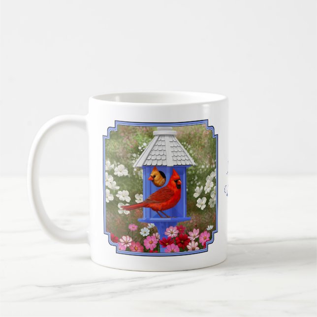Kardinäle und Blue Birdhouse Tasse (Links)