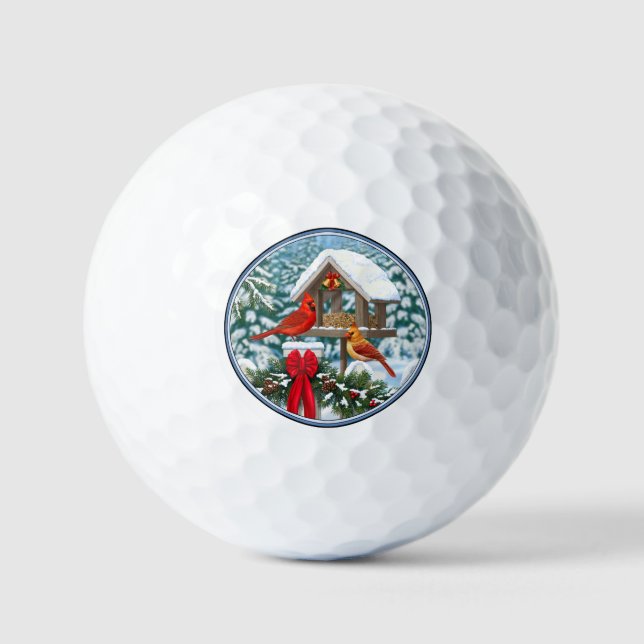 Kardinäle und Weihnachtsbäder Golfball (Vorderseite)