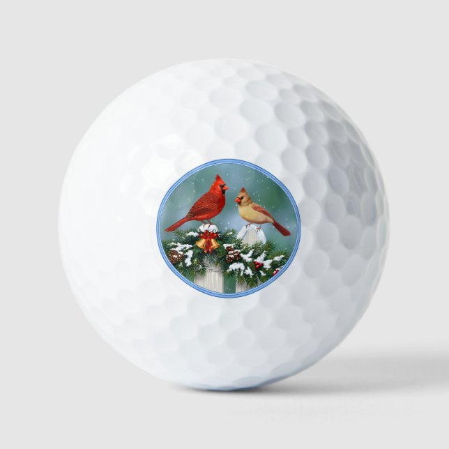 Kardinäle und Weihnachtsgärten Golfball (Vorderseite)