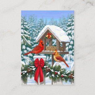 Kardinäle und Weihnachtsvogelfutterstelle Visitenkarte