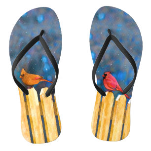 Kardinäle zur Zaunmalerei - Originelle Kunst Flip Flops