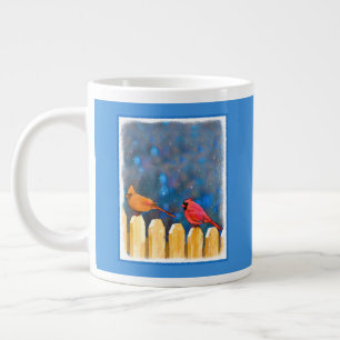 Kardinäle zur Zaunmalerei - Originelle Kunst Jumbo-Tasse
