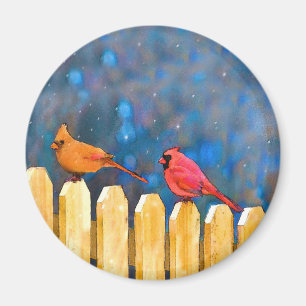Kardinäle zur Zaunmalerei - Originelle Kunst Magnet