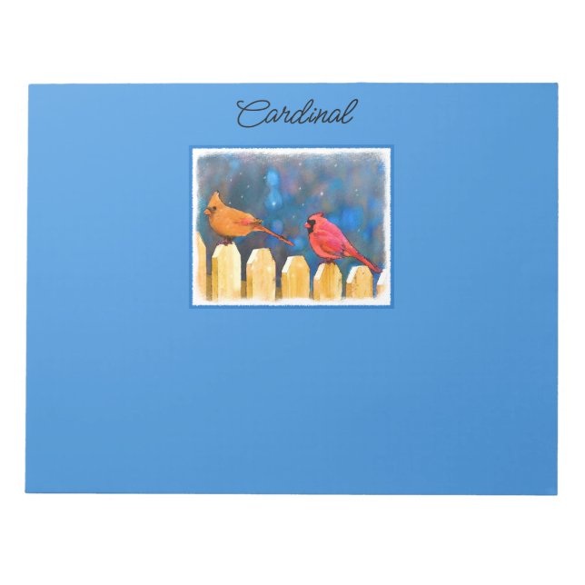 Kardinäle zur Zaunmalerei - Originelle Kunst Notizblock (Vorderseite)