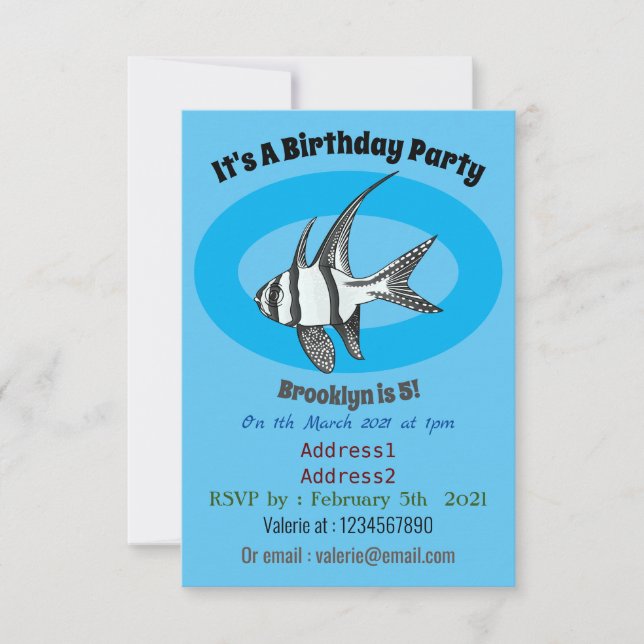 Kardinalfisch-Cartoon in Banggai Einladung (Vorderseite)