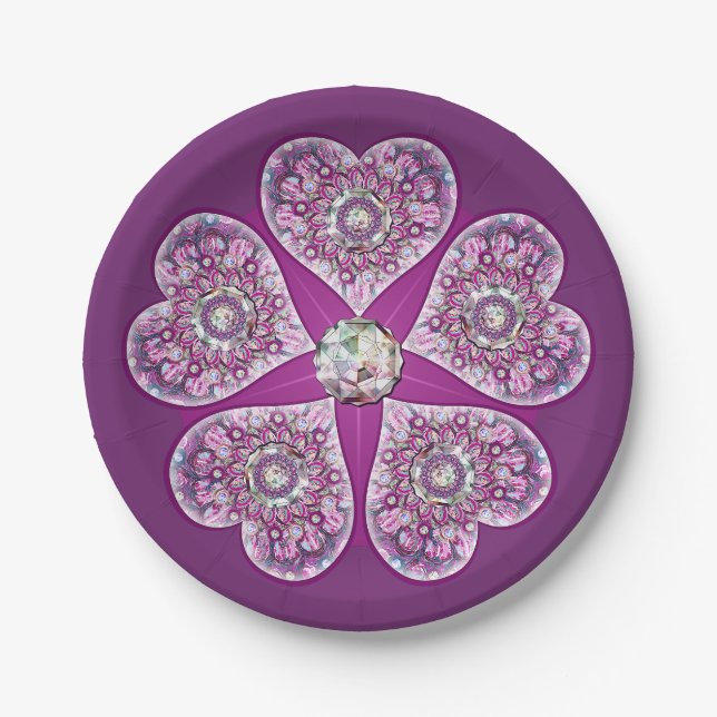 Kardinalrot Rosette Pappteller (Vorderseite)
