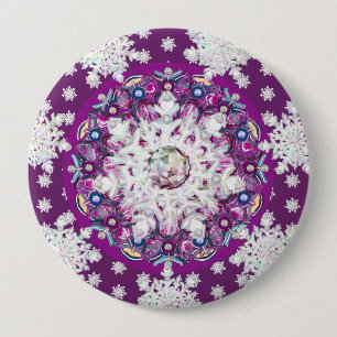 Kardinalrot-Rosette & Schneeflocke Button