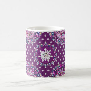 Kardinalrot Rosette & Schneeflocke Kaffeetasse