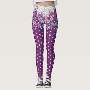 Kardinalrot-Rosette & Schneeflocke Leggings