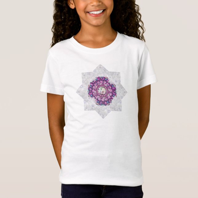 Kardinalrot Rosette & Schneeflocke T-Shirt (Vorderseite)