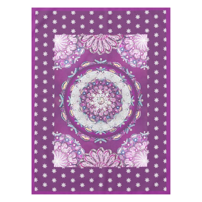 Kardinalrot Rosette & Schneeflocke Tischdecke (Vorderseite)