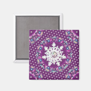 Kardinalrote Rosette & Schneeflocke Magnet