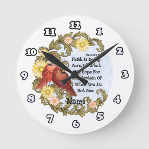 Kardinals Faith Clock Runde Wanduhr
