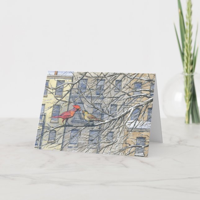"Kardinals-Paar-" Weihnachtskarte Feiertagskarte (Vorderseite)