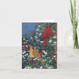 Kardinals-Paare auf einem Kiefern-Baum Feiertagskarte