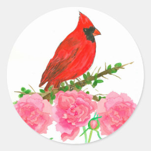 Kardinals-rosa Pfingstrosewatercolor-Blumen Runder Aufkleber