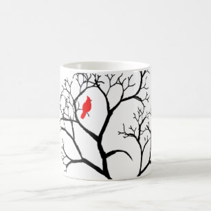 Kardinals-roter Vogel im Snowy-Winter-Baum Kaffeetasse
