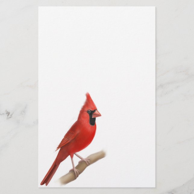 Kardinals-rotes Vogel-Mannesbriefpapier Briefpapier (Vorderseite)