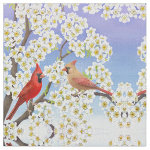 Kardinals-rotes Vogel-Paar-Gewebe Stoff