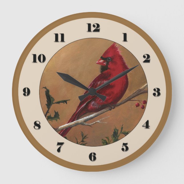 Kardinals-Uhr, Ohio-Staats-Vogel-Uhr Große Wanduhr (Vorderseite)