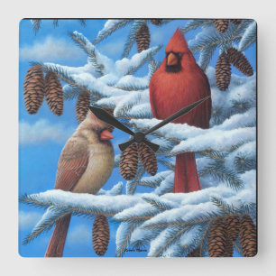 Kardinals-Wand-Uhr Quadratische Wanduhr