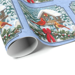 Kardinals Weihnachtsfest Blau Geschenkpapier