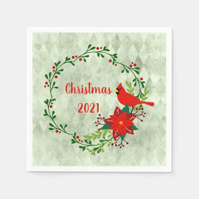 Kardinals Wreath Personalisiert Serviette (Vorderseite)