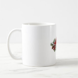 Kardinalsfamilie Kiefernzapfen Weihnachten Kaffeetasse