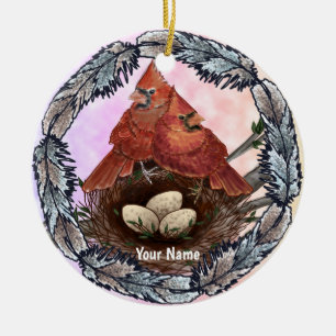 Kardinalsnest keramik ornament