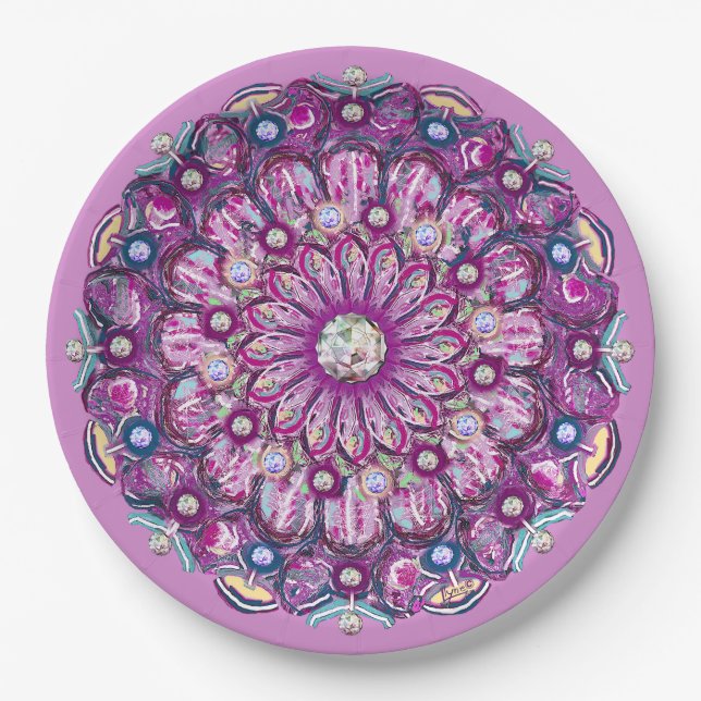 Kardinalsrote Rosette Pappteller (Vorderseite)