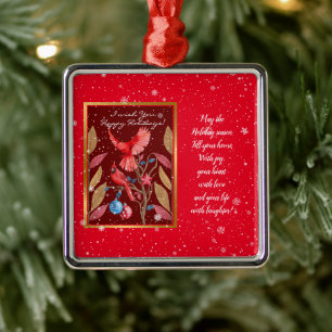 Kardinalvögel am Weihnachtsbaum Anpassen Ornament Aus Metall