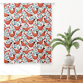 Kardinalvogel Blau Veilchen Blumen Blockdruck
