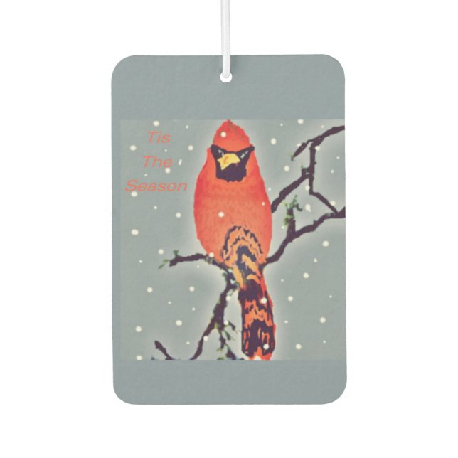 Kardinalvogel im Schneefall Autolufterfrischer (Vorderseite)