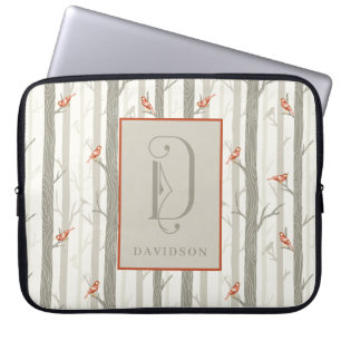 Kardinalvögel in Birken, Monogramm, Nachname Benut Laptopschutzhülle