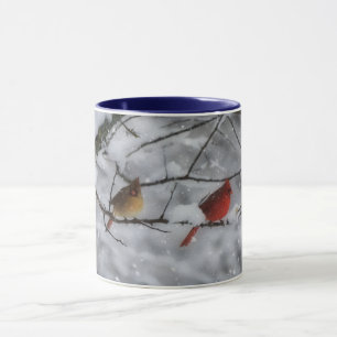 Kardinalvogel-Paar im Schnee-Baum-Natur-Mug Tasse