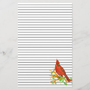 Kardinalvogel Wasserfarbe Schwarz Umrandet Briefpapier