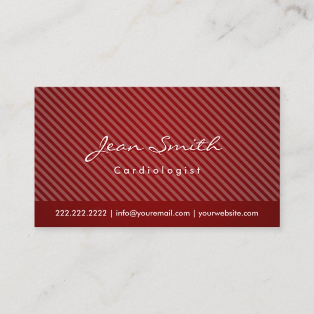 Kardiologe Business Card des modernen Red Stripes Visitenkarte (Vorderseite)