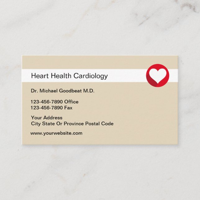 Kardiologe für Medizin und Gesundheit Visitenkarte (Vorderseite)