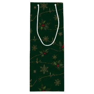 Kardiologie EKG ECG Elektrokardiogramm Weihnachtst Geschenktüte Für Weinflaschen