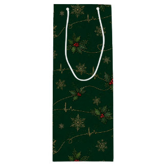 Kardiologie EKG ECG Elektrokardiogramm Weihnachtst Geschenktüte Für Weinflaschen