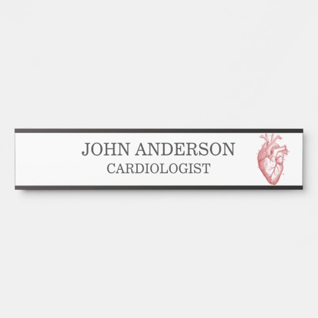 Kardiologie Kardiologe Rotes anatomisches Herz Türschild (Vorderseite )