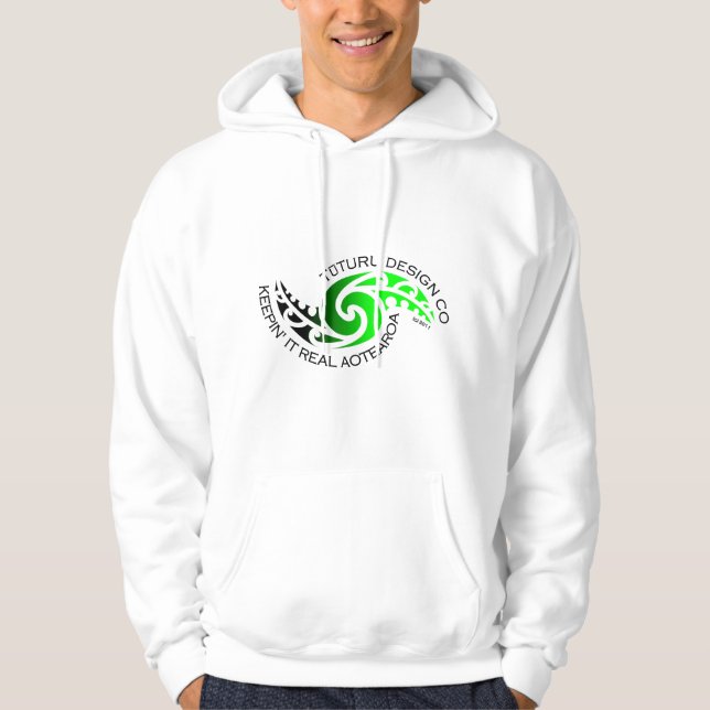 Karearea Hoodie oder T-Shirt - Grün auf Weiß (Vorderseite)