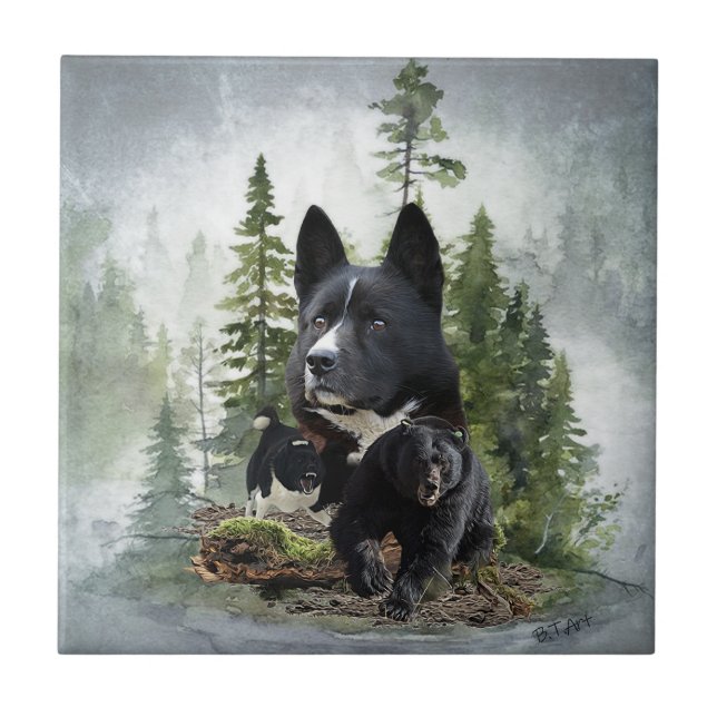 Karelian Bear Dog Fliese (Vorderseite)