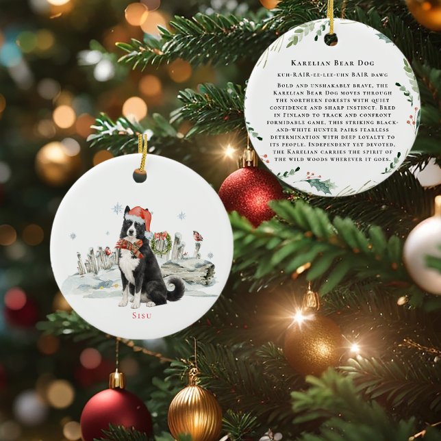Karelian Bear Dog Monogramm Keramik Ornament (Von Creator hochgeladen)