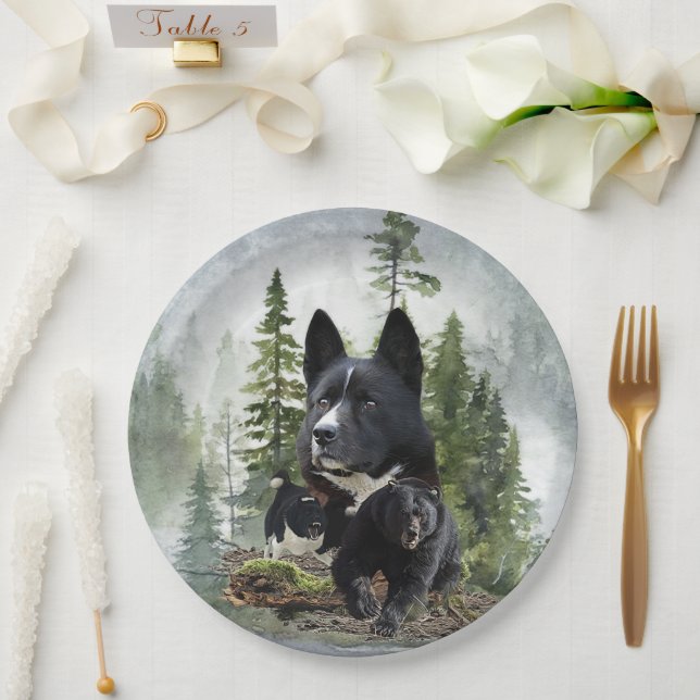Karelian Bear Dog Pappteller (Hochzeit)