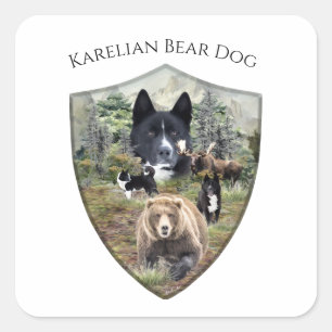 Karelian Bear Dog Quadratischer Aufkleber