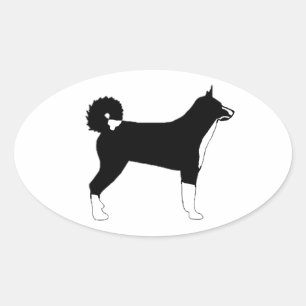 karelische BärnhundefarbSilhouette Ovaler Aufkleber